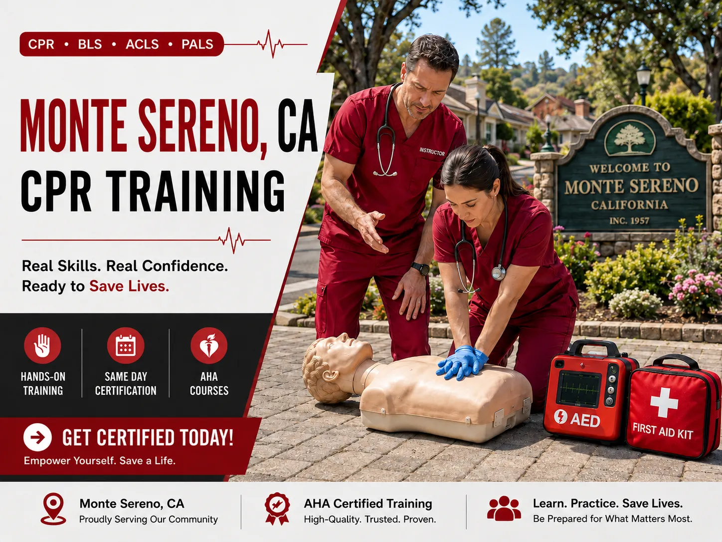 AHA BLS provider course with CPR mannequins in Monte Sereno, CA