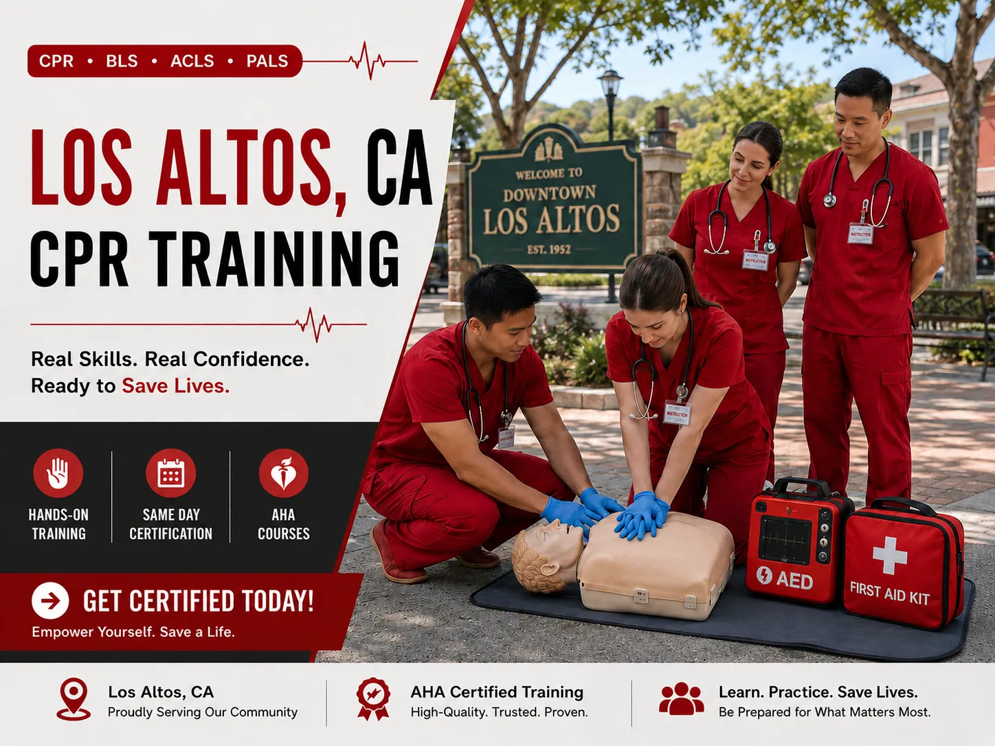 CPR skills practice with AHA-certified trainer in Los Altos, CA