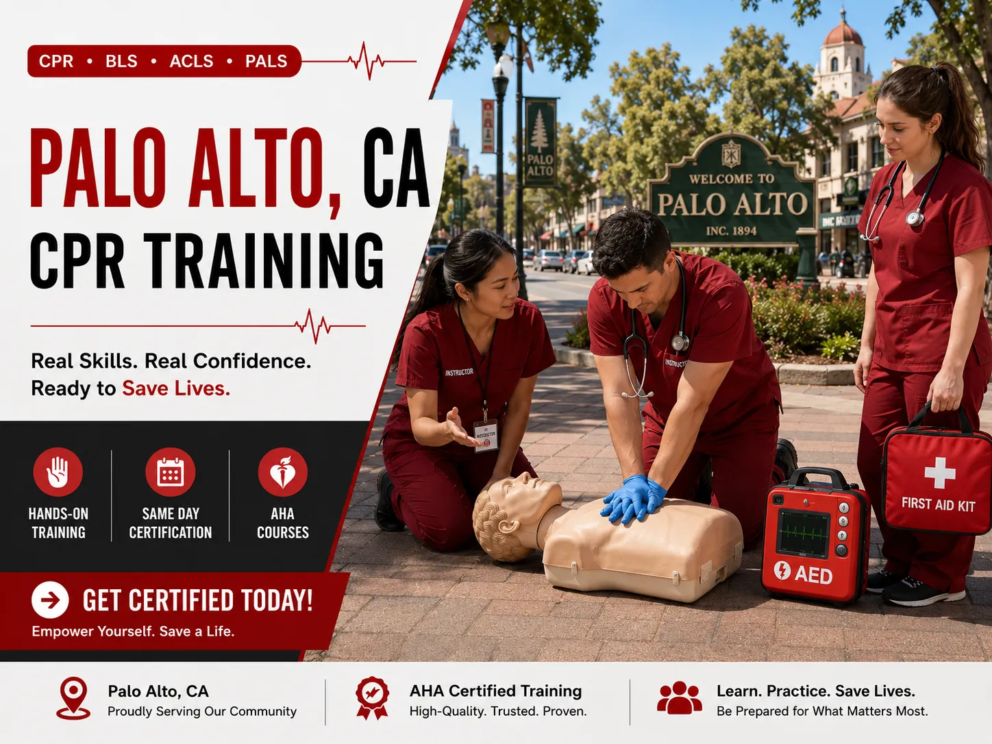First aid and CPR certification class in Palo Alto, CA