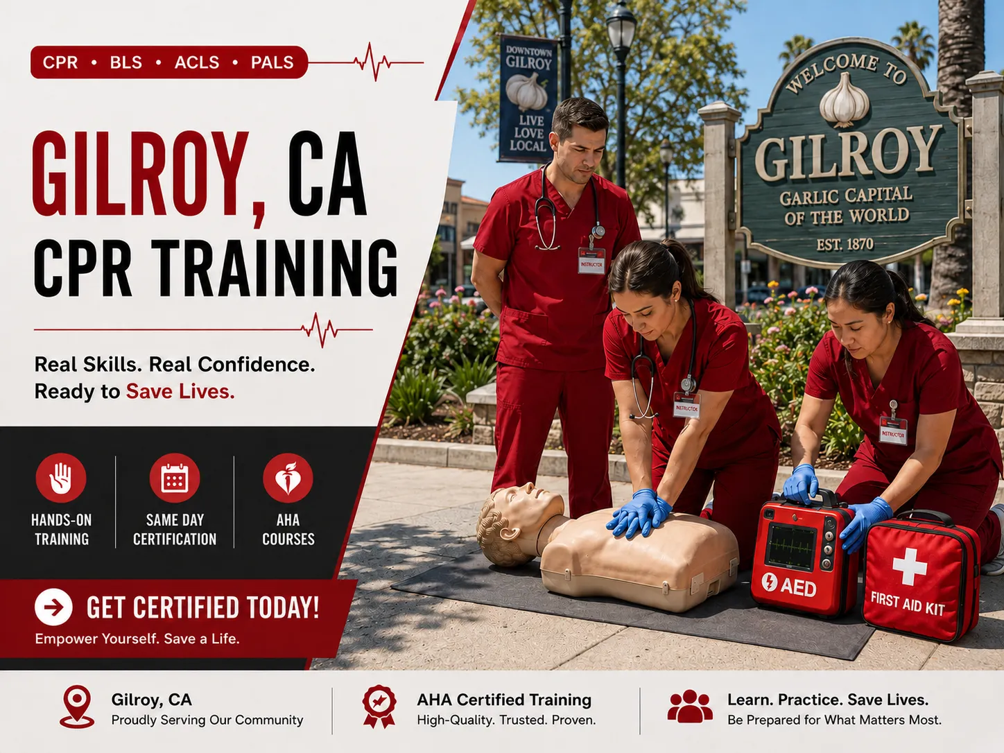 Hands-on PALS and ACLS course for medical staff in Gilroy, CA
